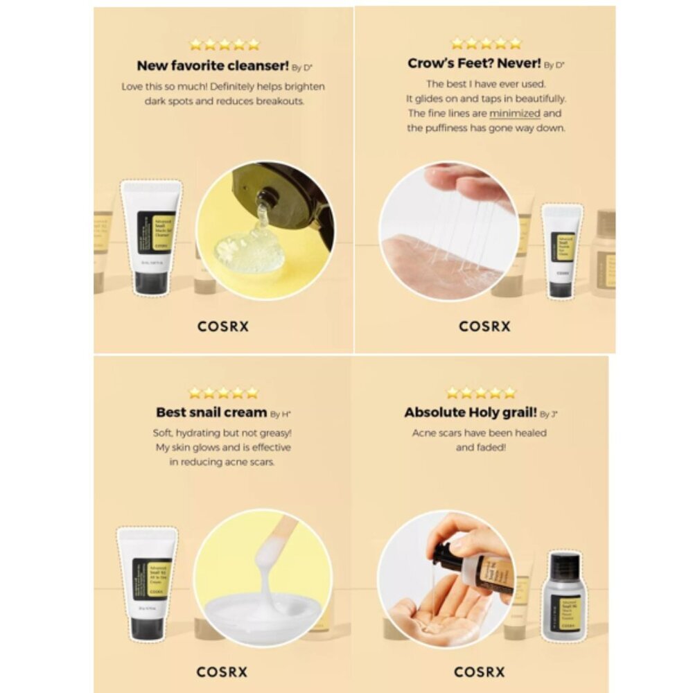 COSRX Advanced Snail Korean Skincare Repairs Soothe Skin 4-PCs Set Travel Size - Picture 5 of 8